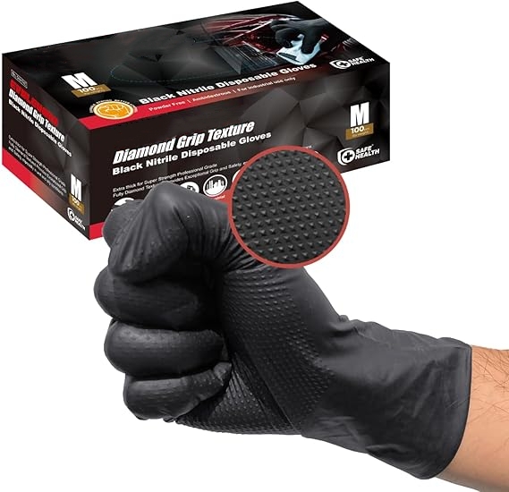 Nitrile Mechanic Glove - Guantes de nitrilo negros desechables, guantes
